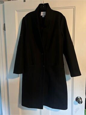 Old Navy Black Single-Breasted Long Pea Coat